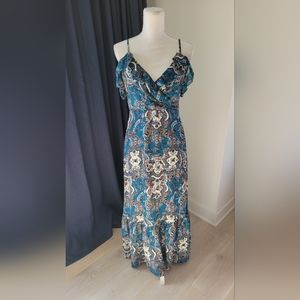 XHILARATION | Paisley Floral Off Shoulder Sleeveless Maxi Dress